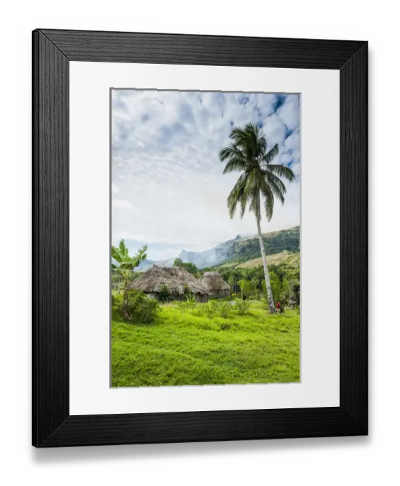 Framed Print : Traditional thached roofed huts in Navala in the Ba Highlands of Viti Levu, Fiji Framed Print : Traditional thached roofed huts in Navala in the Ba Highlands of Viti Levu, Fiji