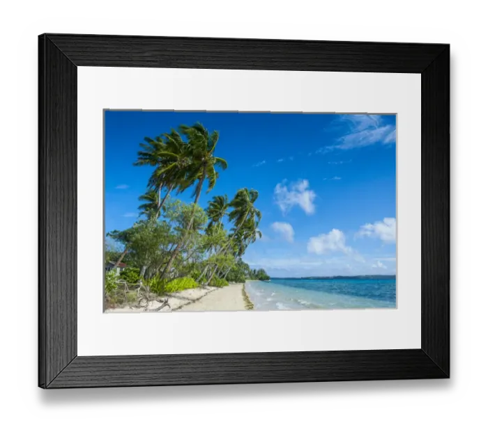 Framed Print : Palm fringed white sand beach on an islet of Vavaa'u, Vavau islands, Tonga, South Pacific Framed Print : Palm fringed white sand beach on an islet of Vavaa'u, Vavau islands, Tonga, South Pacific