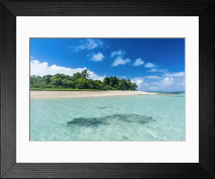 Framed Print : Turquoise water around a little island with a white sand beach in Haa'apai, Haapai