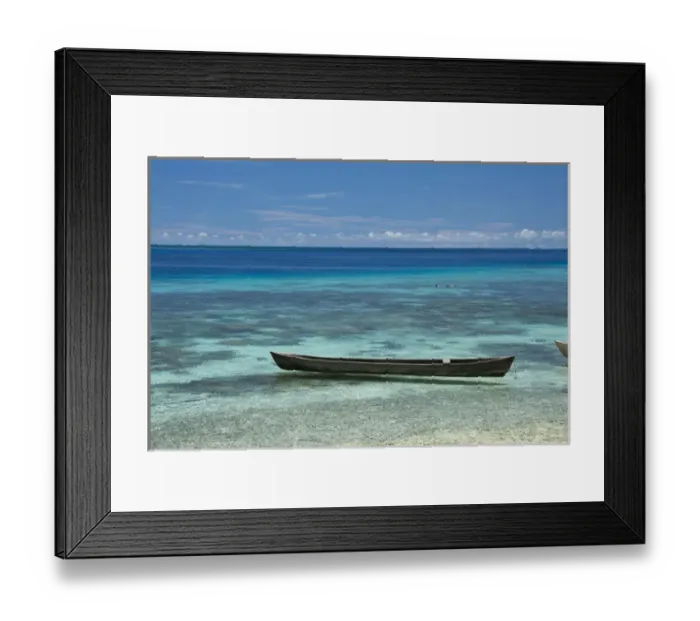 Framed Print : Melanesia, Solomon Islands, Santa Cruz Island group, Malo Island. Clear shallow bay and coral reef