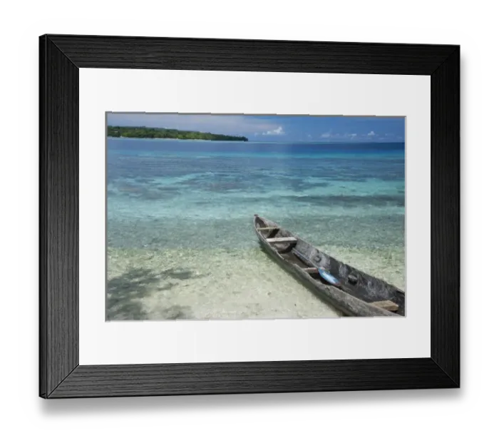Framed Print : Melanesia, Solomon Islands, Santa Cruz Island group, Malo Island. Clear shallow bay and coral reef