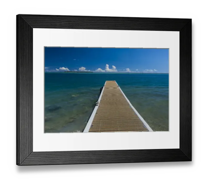 Framed Print : Pier with Ccocs island in the background, Guam, US Territory, Central Pacific