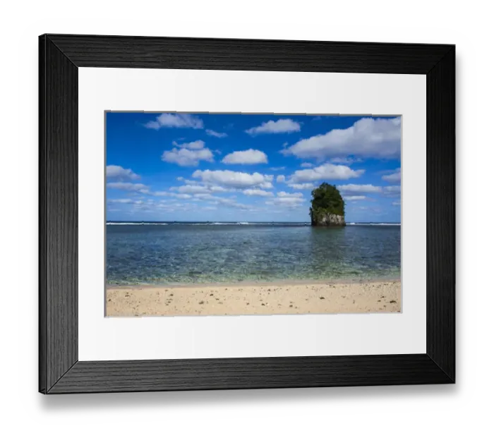 Framed Print : Single rock at coconut point in Tutuila island, American Samoa, South Pacific