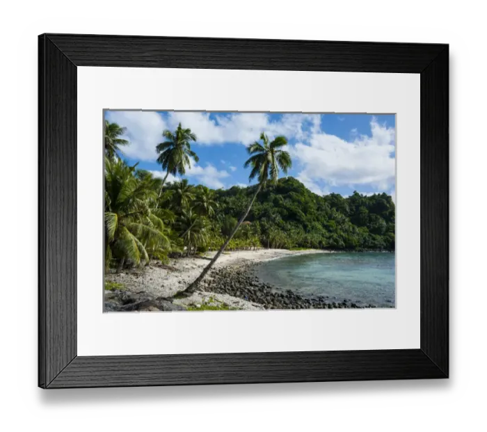 Framed Print : Wild beaches on the east coast of Tutuila island, American Samoa, South Pacific