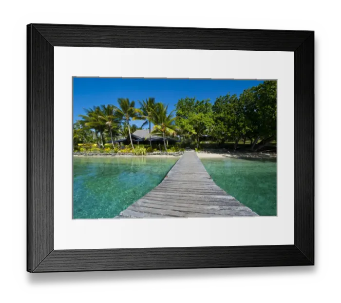 Framed Print : Wooden pier leadin to a resort on Aore islet before the Island of Espiritu Santo Framed Print : Wooden pier leadin to a resort on Aore islet before the Island of Espiritu Santo