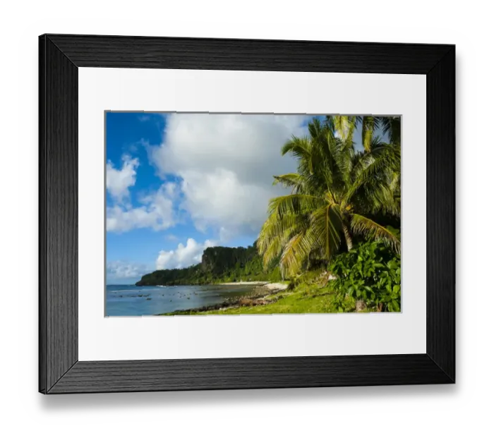 Framed Print : Pretty bay and turquoise water in Tau Island, Manuas, American Samoa, South Pacific