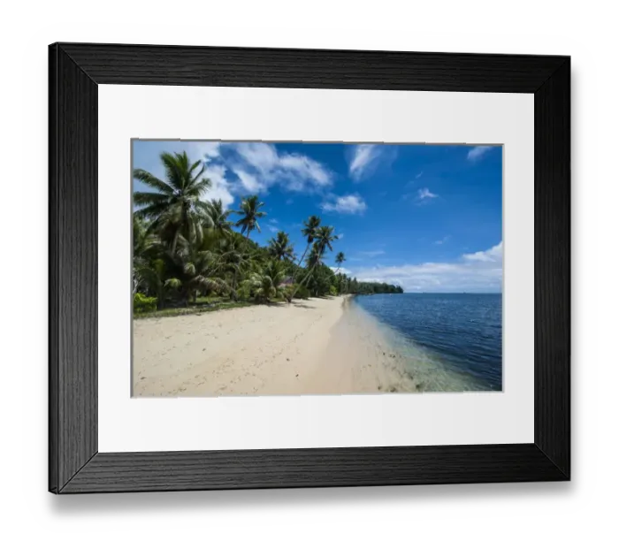 Framed Print : Beautiful white sand beach and palm trees on the island of Yap, Micronesia Framed Print : Beautiful white sand beach and palm trees on the island of Yap, Micronesia