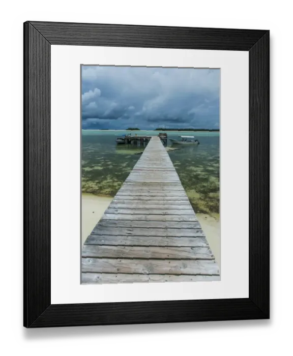 Framed Print : Boat pier on Carp island, one of the Rock islands, Palau, Central Pacific