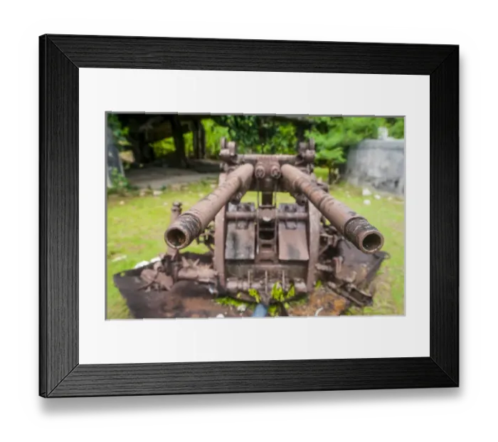 Framed Print : Old Japanese artillery before the Japanese administration building, Island of Babeldoab