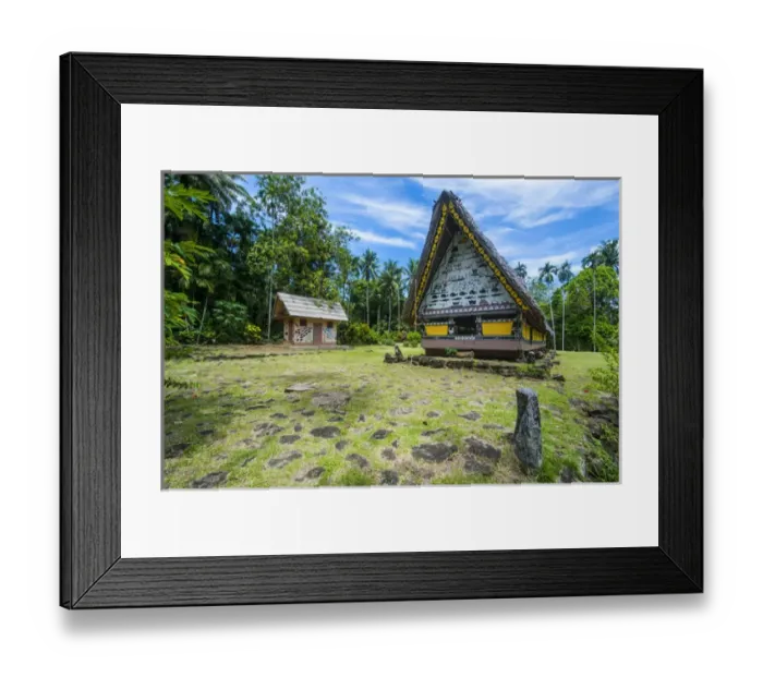 Framed Print : Oldest Bai of Palau, an house for the village chiefs, Island of Babeldoab, Palau