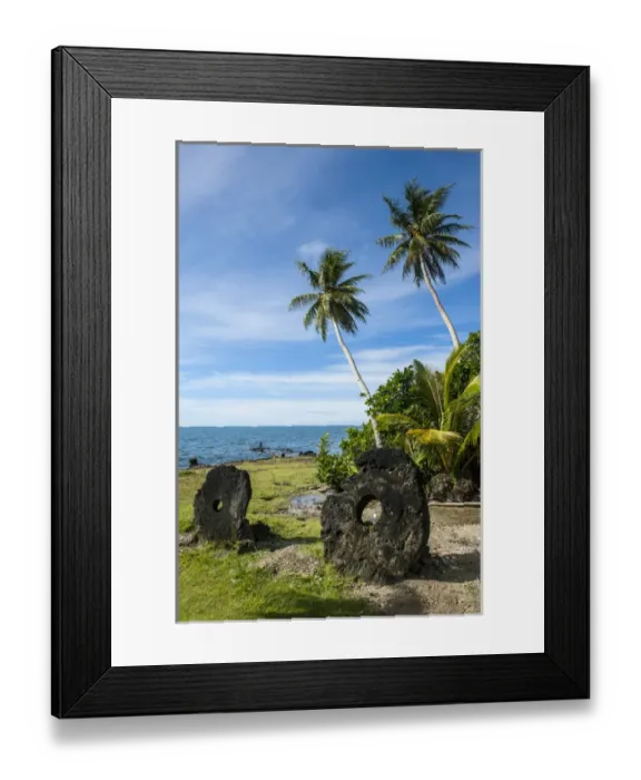 Framed Print : Stone money on the island of Yap, Micronesia