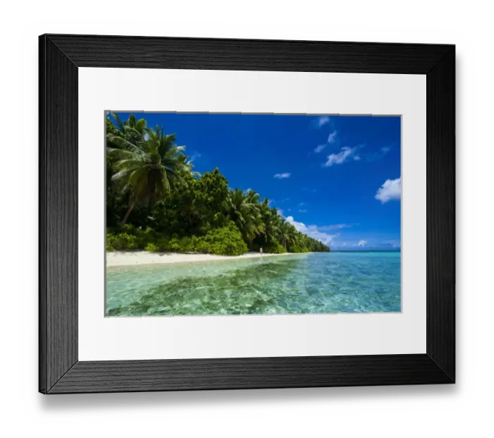 Framed Print : Paradise white sand beach in turquoise water in the Ant Atoll, Pohnpei, Micronesia