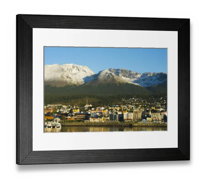 Framed Print : Argentina. Tierra del Fuego. Ushuaia. Sunrise over the town Framed Print : Argentina. Tierra del Fuego. Ushuaia. Sunrise over the town