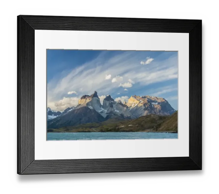 Framed Print : South America, Chile, Patagonia, Torres del Paine National Park. The Horns mountains and Lago Pehoe Framed Print : South America, Chile, Patagonia, Torres del Paine National Park. The Horns mountains and Lago Pehoe