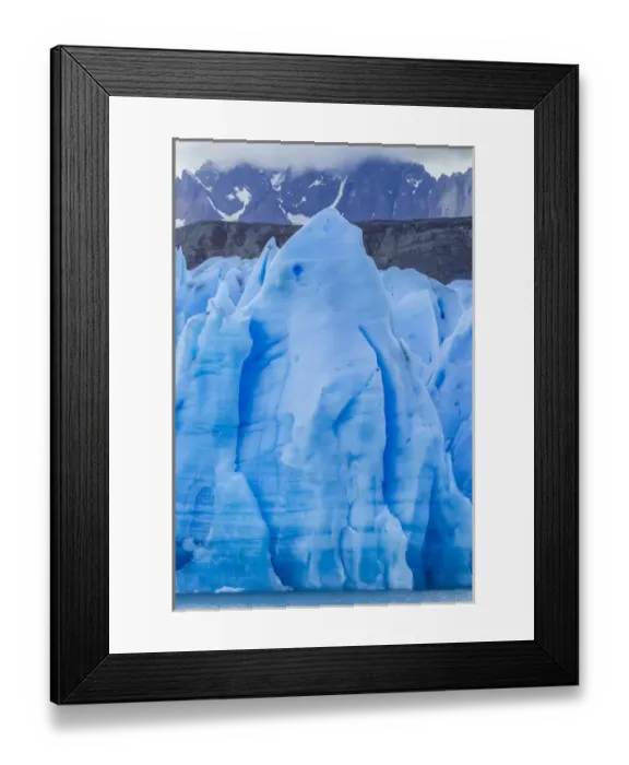 Framed Print : South America, Chile, Patagonia, Torres del Paine National Park. Blue glacier and mountains Framed Print : South America, Chile, Patagonia, Torres del Paine National Park. Blue glacier and mountains