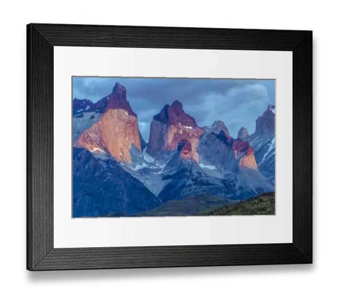 Framed Print : South America, Chile, Patagonia, Torres del Paine National Park. The Horns mountains at sunrise Framed Print : South America, Chile, Patagonia, Torres del Paine National Park. The Horns mountains at sunrise