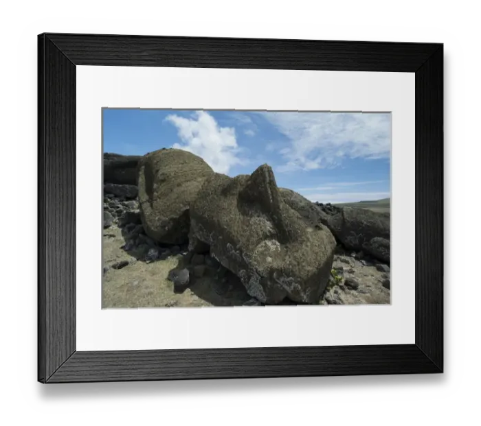 Framed Print : Chile, Easter Island aka Rapa Nui. Historic unrestored moai site of Ahu One Makihi Framed Print : Chile, Easter Island aka Rapa Nui. Historic unrestored moai site of Ahu One Makihi