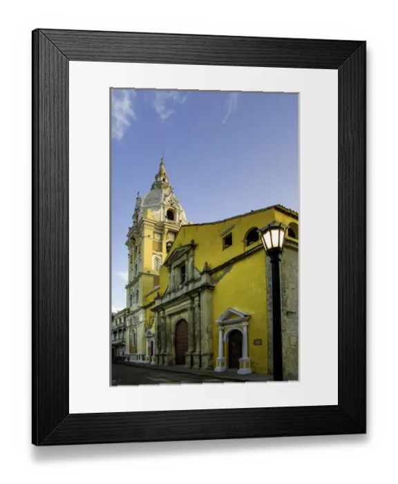 Framed Print : Cathedral Santa Catalina de la Alejandria looks over Plaza de Bolivar in the Old City