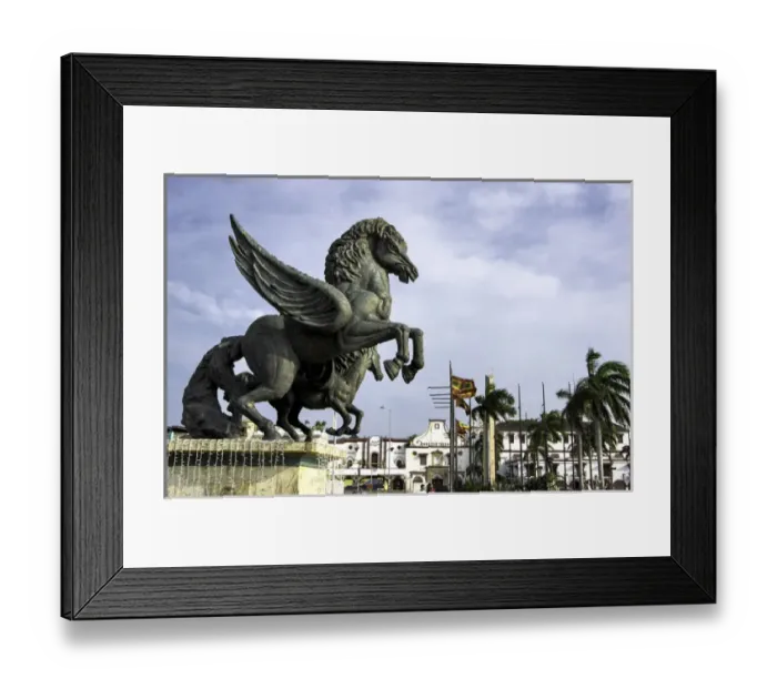 Framed Print : Dramatic and inspiring equine sculptures link Getsemani with El Centro districts of Cartagena Framed Print : Dramatic and inspiring equine sculptures link Getsemani with El Centro districts of Cartagena