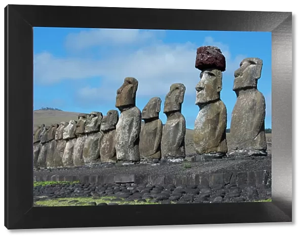 Chile, Easter Island, Hanga Nui. Rapa Nui National Park, Ahu Tongariki (aka Tonariki)