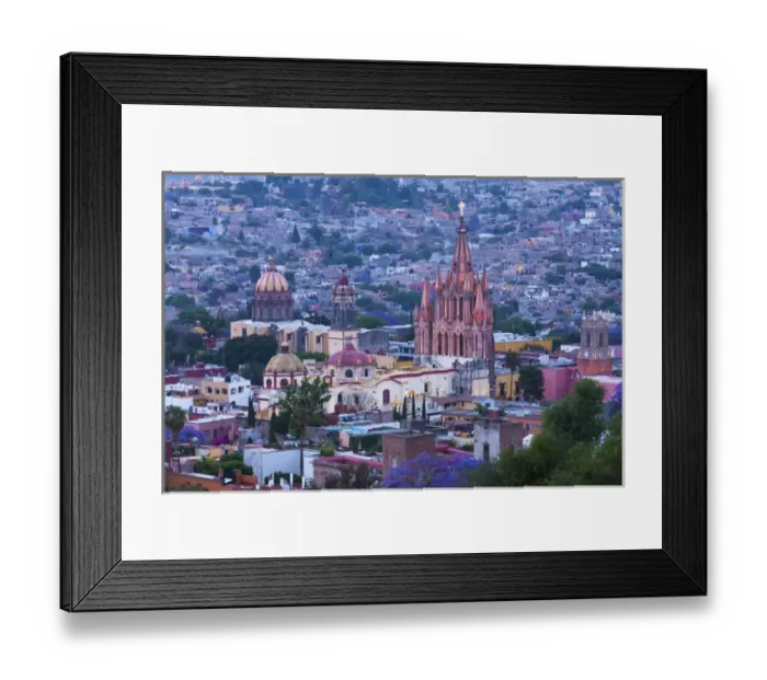 Framed Print : Mexico, San Miguel de Allende. La Parroquia de San Miguel Arcangel Church dominates Framed Print : Mexico, San Miguel de Allende. La Parroquia de San Miguel Arcangel Church dominates