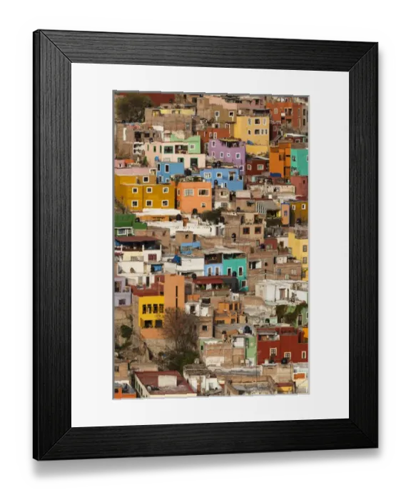 Framed Print : Mexico, Guanajuato. Colorful homes rise up the hillside of this colorful Mexican town Framed Print : Mexico, Guanajuato. Colorful homes rise up the hillside of this colorful Mexican town