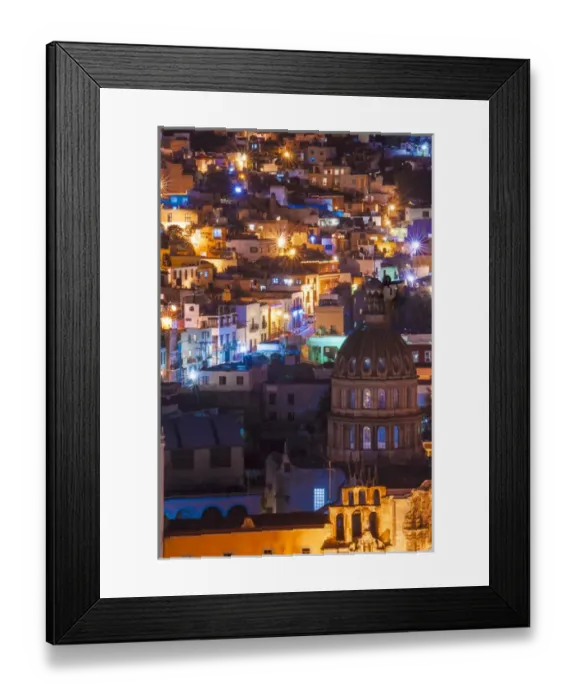 Framed Print : North America, Mexico, The colorful homes and buidings of Guanajuato at night Framed Print : North America, Mexico, The colorful homes and buidings of Guanajuato at night