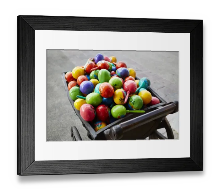 Framed Print : Mexico, Jalisco, Puerto Vallarta. Maracas in vendors street cart. Credit as
