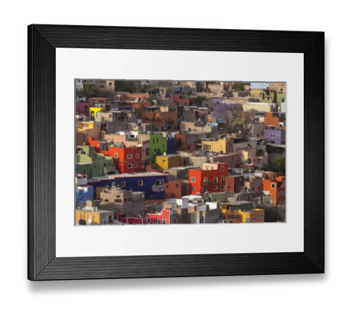 Framed Print : Mexico, Guanajuato. Colorful homes line the streets of this hilltown Framed Print : Mexico, Guanajuato. Colorful homes line the streets of this hilltown