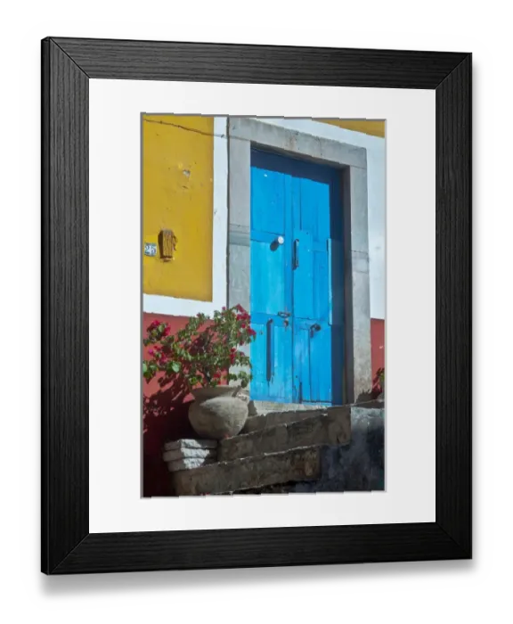 Framed Print : North America, Mexico, Guanajuato The colorful homes and buidings, blue front door Framed Print : North America, Mexico, Guanajuato The colorful homes and buidings, blue front door
