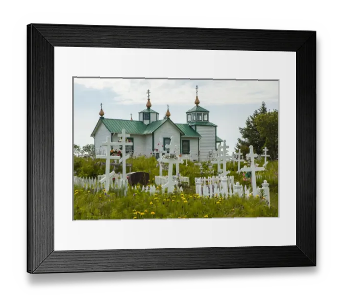 Framed Print : Southcentral Alaska, Kenai Peninsula. Russian Orthodox church at Ninilchik