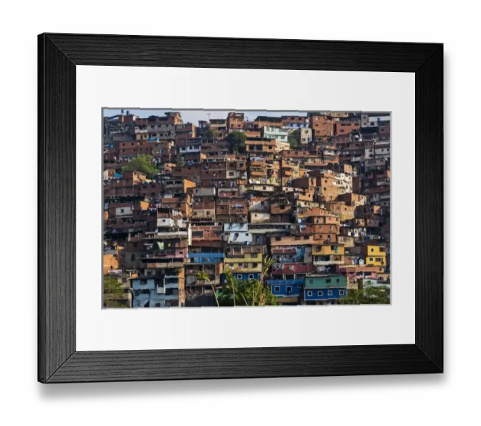Framed Print : Barrios, slums of Caracas on the hillside, Caracas, Venezuela Framed Print : Barrios, slums of Caracas on the hillside, Caracas, Venezuela