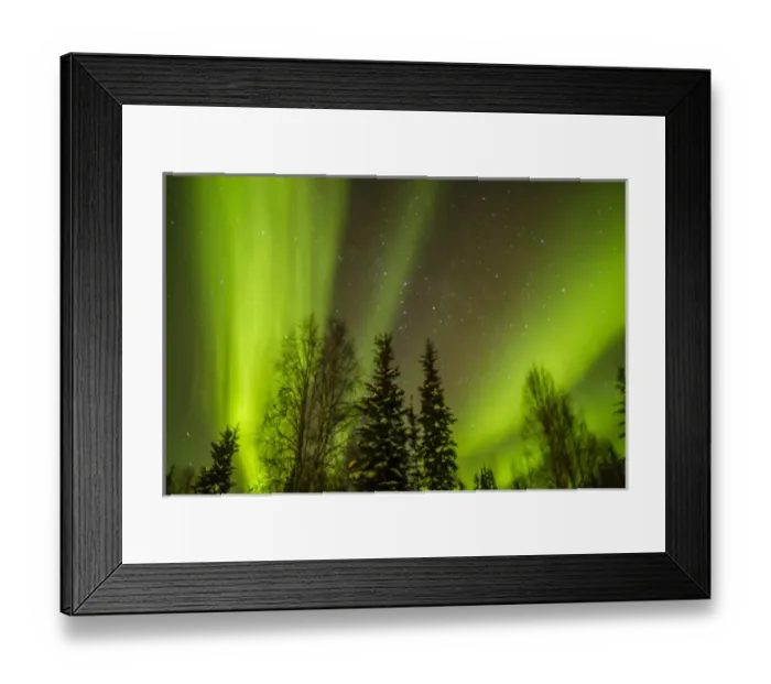 Framed Print : USA, Alaska. Aurora borealis over forest Framed Print : USA, Alaska. Aurora borealis over forest