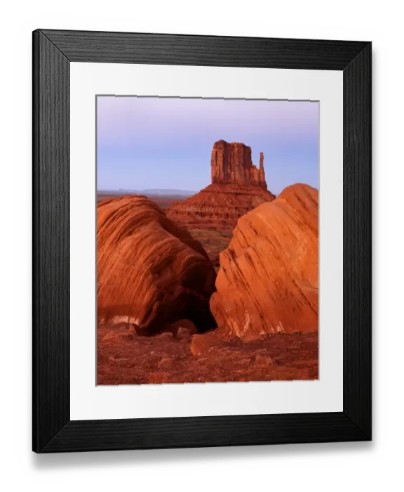 Framed Print : USA, Arizona  /  Utah, Monument Valley Navajo Tribal Park, Dusk over West Mitten Butte
