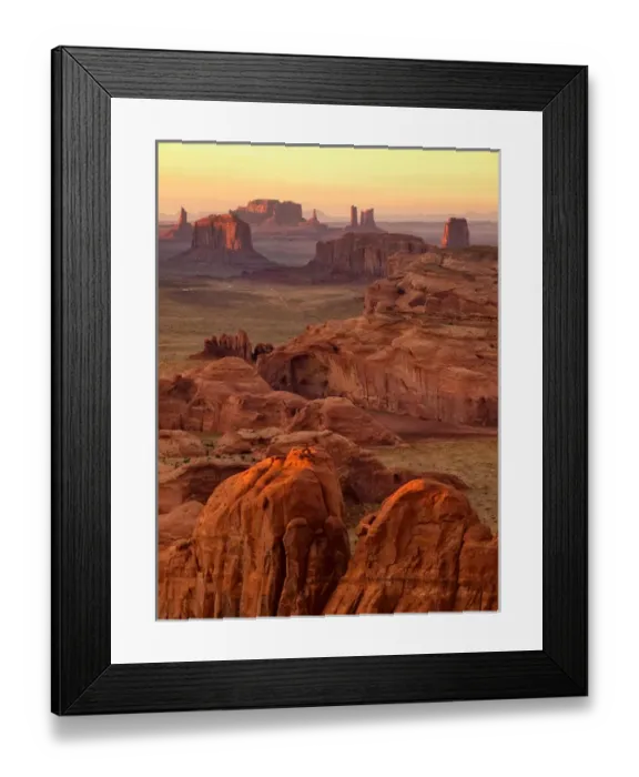 Framed Print : USA, Arizona, Monument Valley Navajo Tribal Park, Sunset view from Hunts Mesa Framed Print : USA, Arizona, Monument Valley Navajo Tribal Park, Sunset view from Hunts Mesa