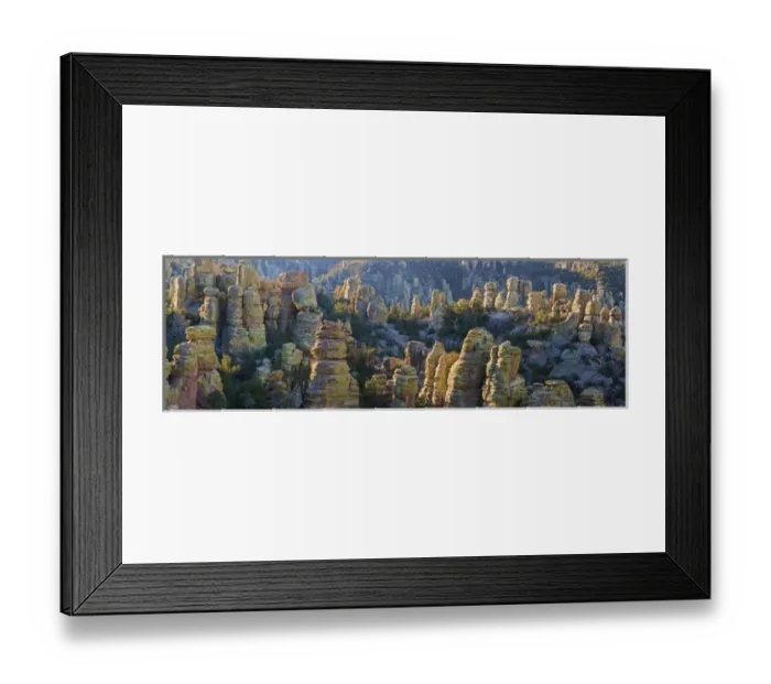 Framed Print : USA, Arizona, Chiricahua National Monument. Composite panoramic of rocky landscape