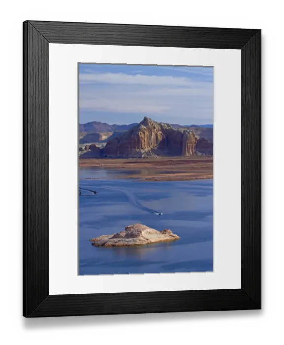Framed Print : United States, Arizona, boats on Lake Powell at Wahweap (far shoreline is in Utah)