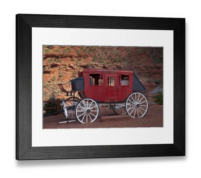 Framed Print : United States, Utah  /  Arizona Border, Navajo Nation, Monument Valley, historic stage