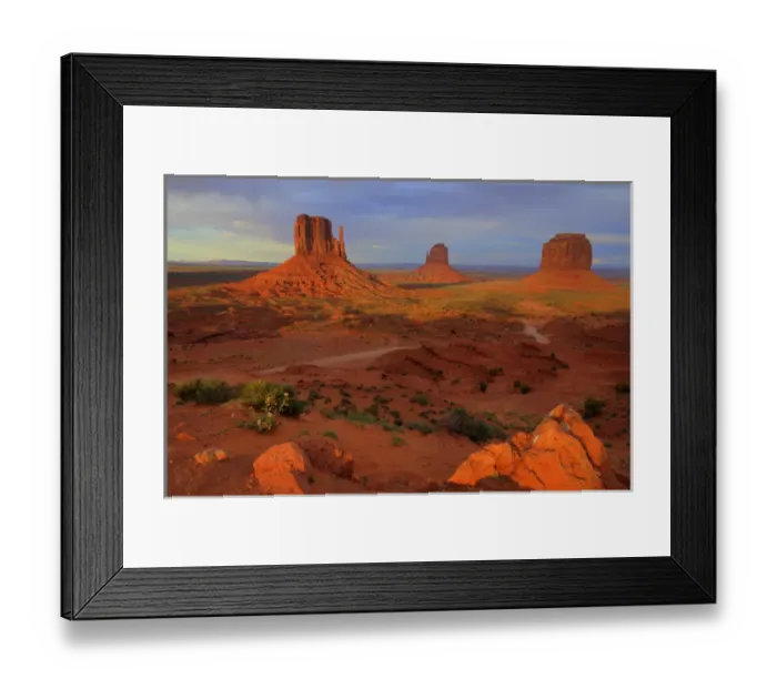 Framed Print : The famed Mittens, calling card of Monument Valley Tribal Park, Utah and Arizona Framed Print : The famed Mittens, calling card of Monument Valley Tribal Park, Utah and Arizona