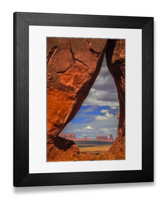 Framed Print : View through the Teardrop Arch into Monument Valley Tribal Park of the Navajo Nation Framed Print : View through the Teardrop Arch into Monument Valley Tribal Park of the Navajo Nation