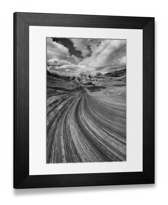 Framed Print : North America, USA, Arizona. Black and white image of clouds, a small pool Framed Print : North America, USA, Arizona. Black and white image of clouds, a small pool