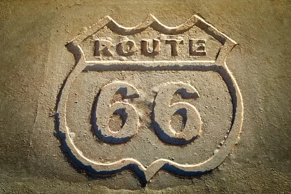 Route 66 historic sign, Petrified Forest National Park, Arizona USA