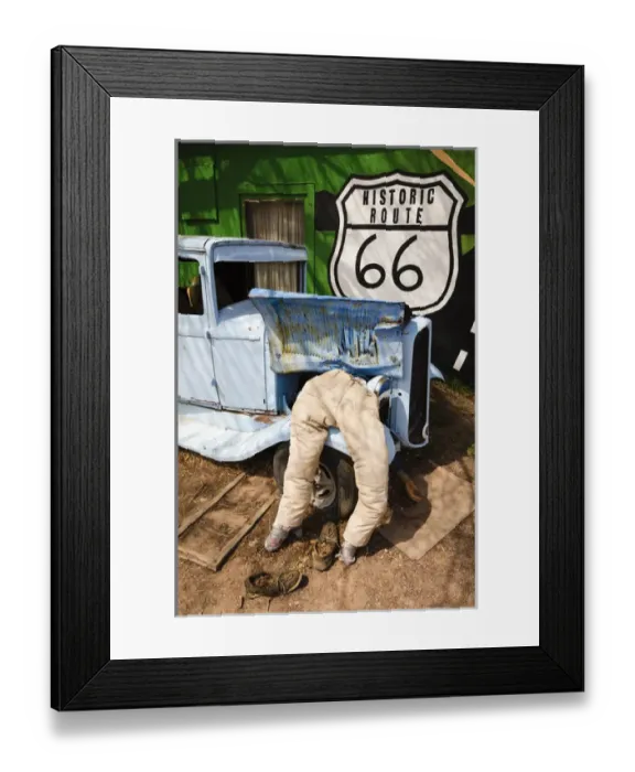 Framed Print : Travel art on historic Route 66, Seligman, Arizona USA Framed Print : Travel art on historic Route 66, Seligman, Arizona USA