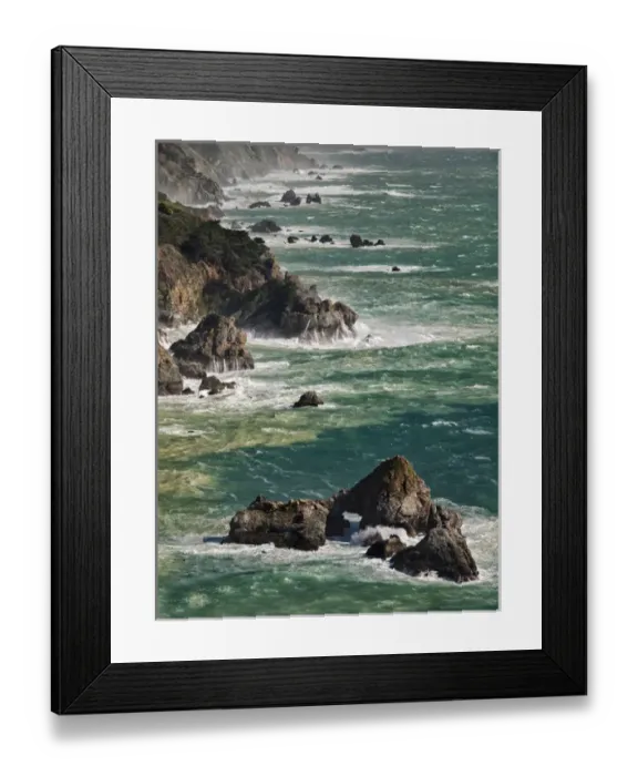 Framed Print : USA, California, Big Sur, Waves hit coast and rocks