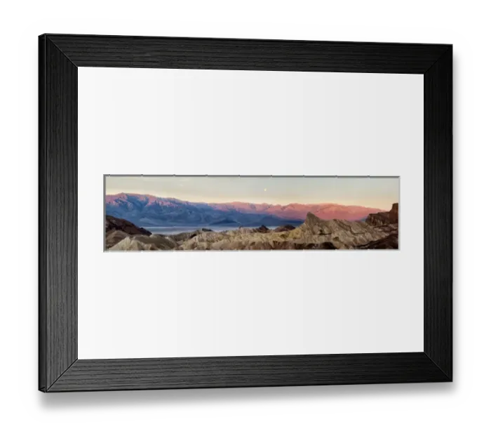 Framed Print : USA, California, Death Valley National Park, Panoramic view of moon setting at sunrise Framed Print : USA, California, Death Valley National Park, Panoramic view of moon setting at sunrise