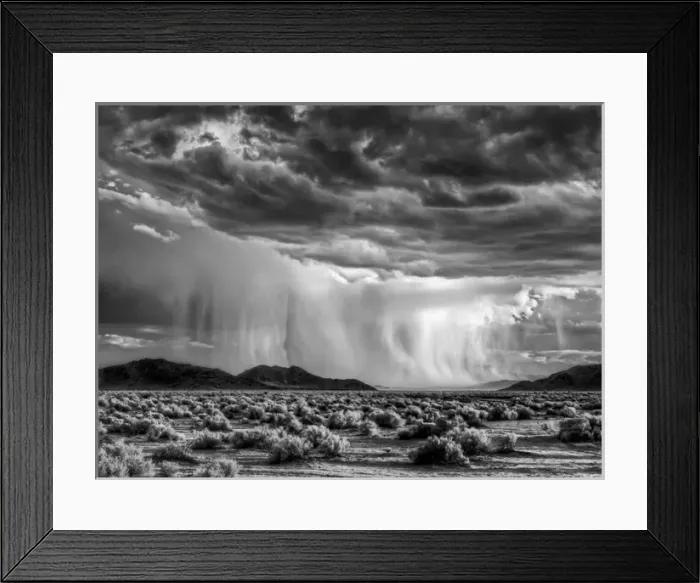 Framed Print : USA, California, Mojave National Preserve, Desert rain squall at sunset Framed Print : USA, California, Mojave National Preserve, Desert rain squall at sunset