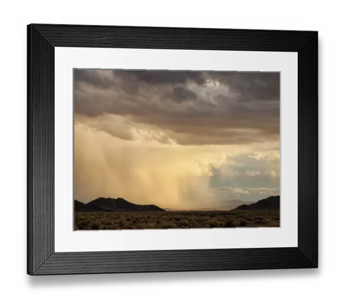 Framed Print : USA, California, Mojave National Preserve, Desert rain squall at sunset Framed Print : USA, California, Mojave National Preserve, Desert rain squall at sunset