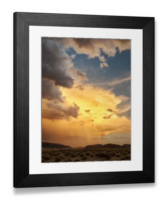 Framed Print : USA, California, Mojave National Preserve, Desert rain squall at sunset Framed Print : USA, California, Mojave National Preserve, Desert rain squall at sunset