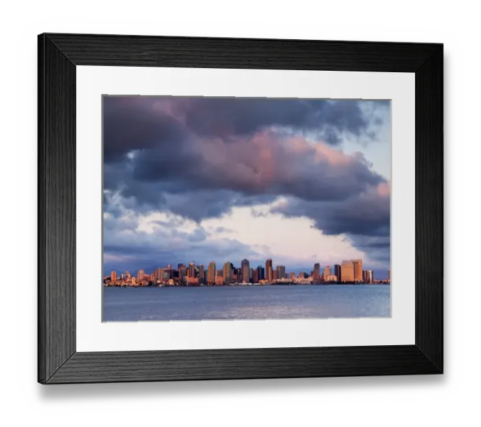Framed Print : USA, California, San Diego, City skyline across San Diego Bay
