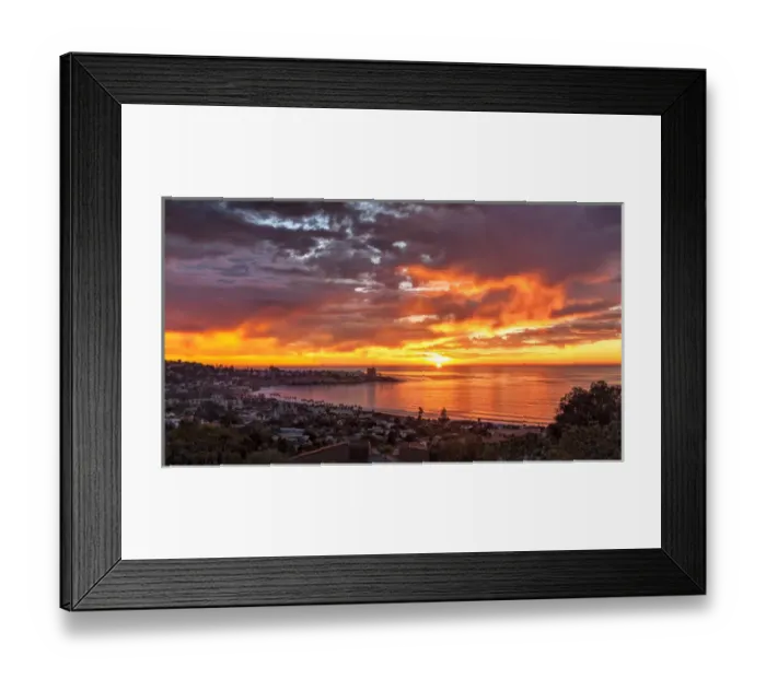 Framed Print : USA, California, La Jolla, Panoramic view of sunset over La Jolla Shores and village Framed Print : USA, California, La Jolla, Panoramic view of sunset over La Jolla Shores and village
